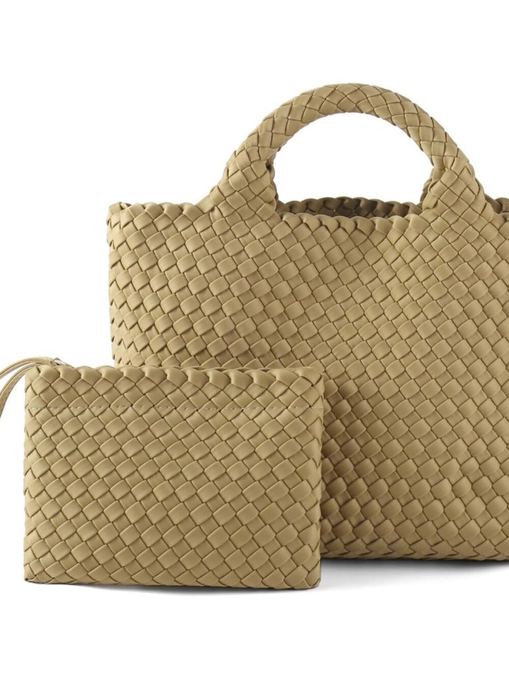Woven Neoprene Tote Bag with Purse, Handmade Beach Bag